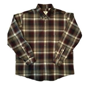Viyella Mens Wool Blend Button Down Long Sleeve Plaid Shirt Sz XL